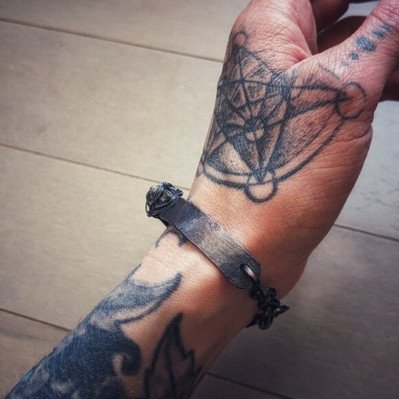 Watermelon Tourmaline Copper Cuff Bracelet - Picture 4 of 4